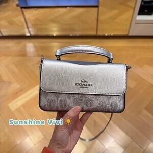 NWT Coach Mini Josie Top Handle Bag In Signature Canvas CCK68 Gray/Silver